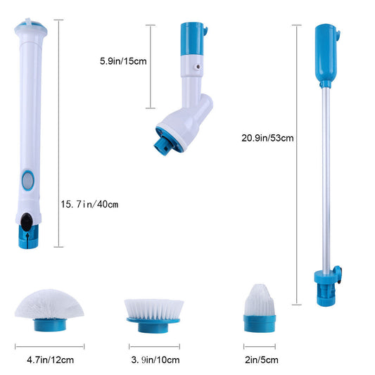 Turbo scrub wireless rechargeable electric cleaning brush long handle automatic rotating telescopic waterproof cleaning brush