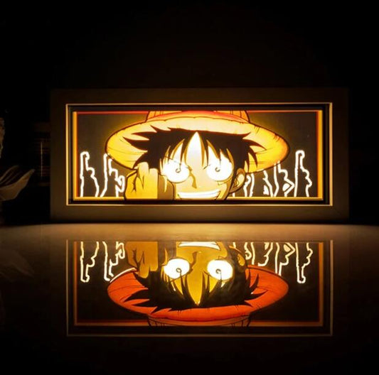Anime paper sculpture One Piece Luffy desktop ornaments paper-cut lamp