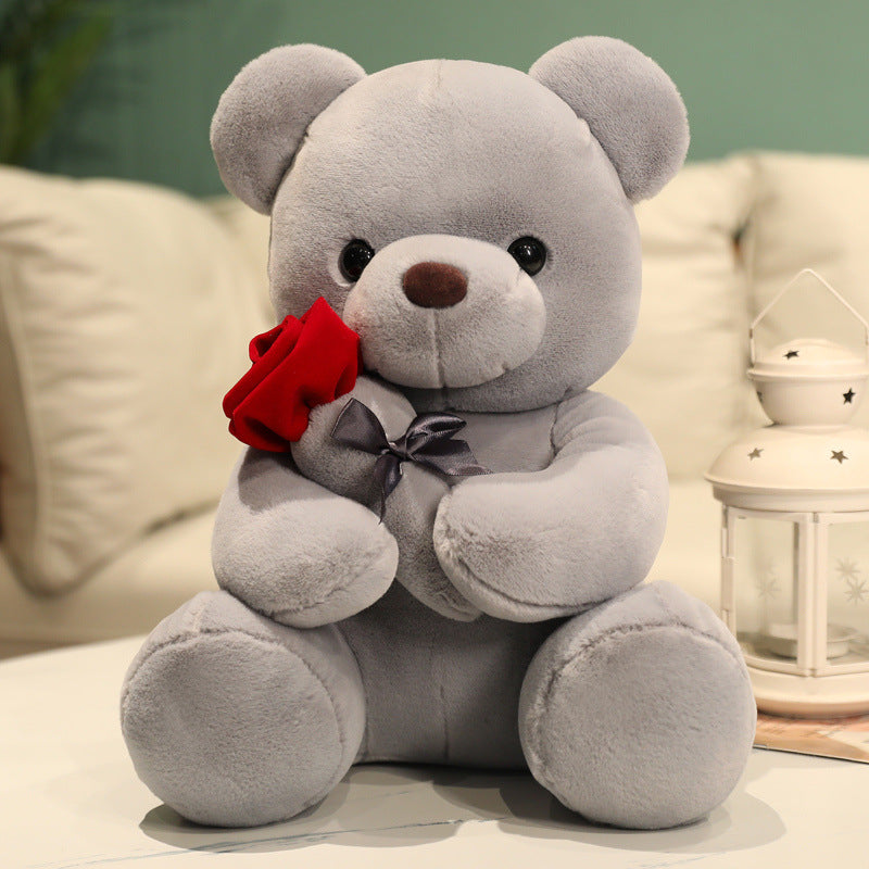 New Cartoon Rose Teddy Bear Plush Toy for Girls Valentine's Day Gift Bear Pillow Rag Doll for Girls