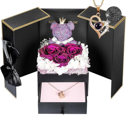 Amazon air-dried real rose doll necklace gift box finished