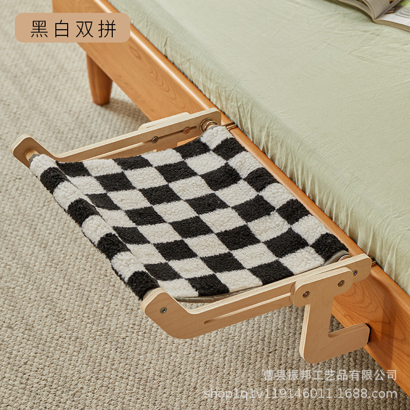Wooden cat hammock balcony window wall-mounted cat bed removable and washable cat hanging bed cat mat four seasons pet wooden cat bed