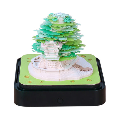 2024 foreign trade panoramic calendar 3D three-dimensional paper carving hand-torn desk calendar romantic pink tree house creative ornaments
