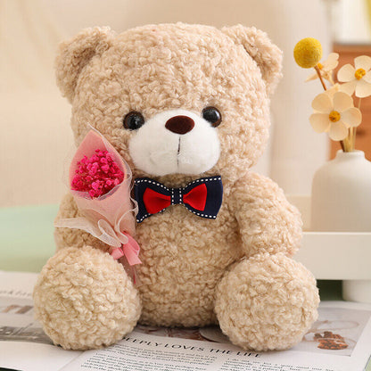 Teddy Bear Plush Toy Little Bear Doll Rose Bear Doll Girls Valentine's Day Gift Clip Doll