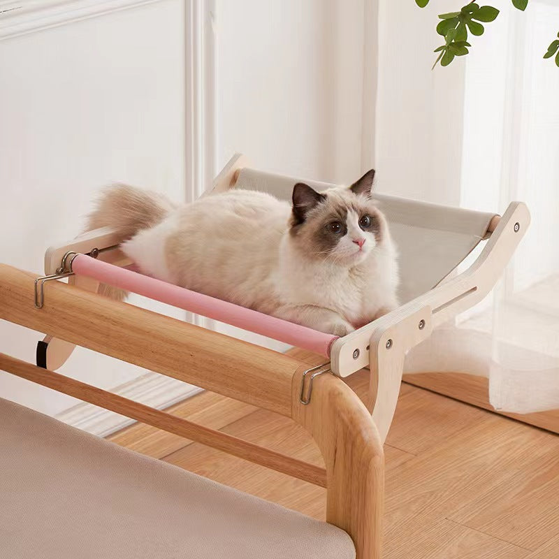 Wooden cat hammock balcony window wall-mounted cat bed removable and washable cat hanging bed cat mat four seasons pet wooden cat bed