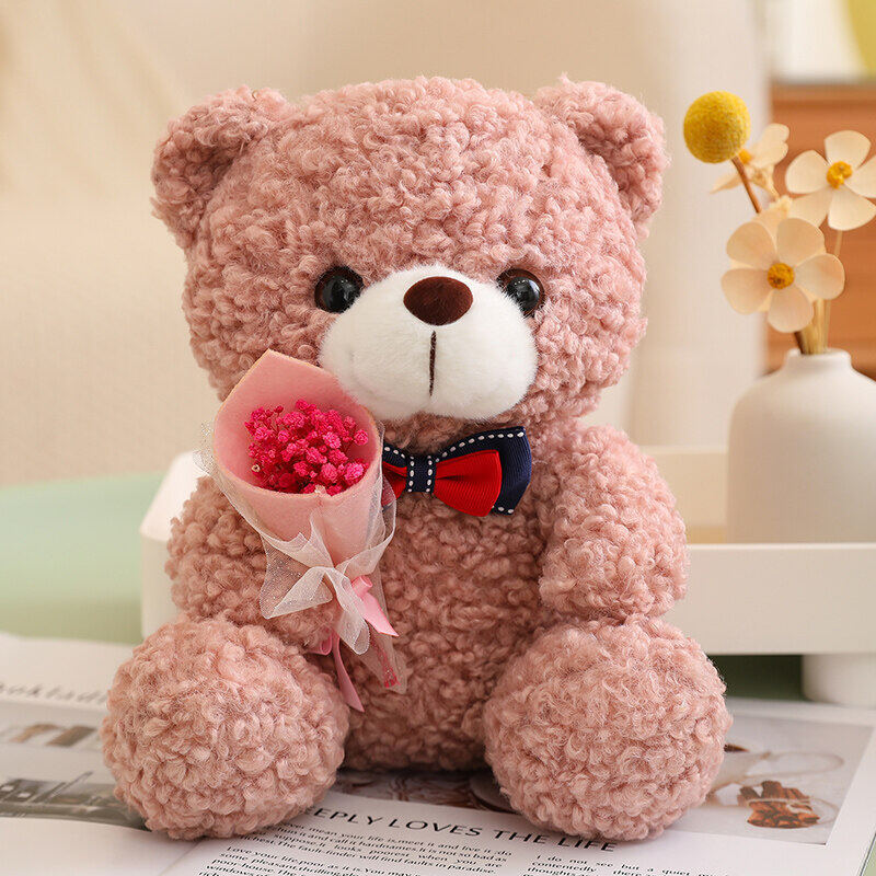 Teddy Bear Plush Toy Little Bear Doll Rose Bear Doll Girls Valentine's Day Gift Clip Doll