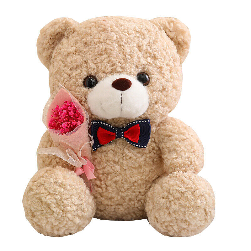 Teddy Bear Plush Toy Little Bear Doll Rose Bear Doll Girls Valentine's Day Gift Clip Doll