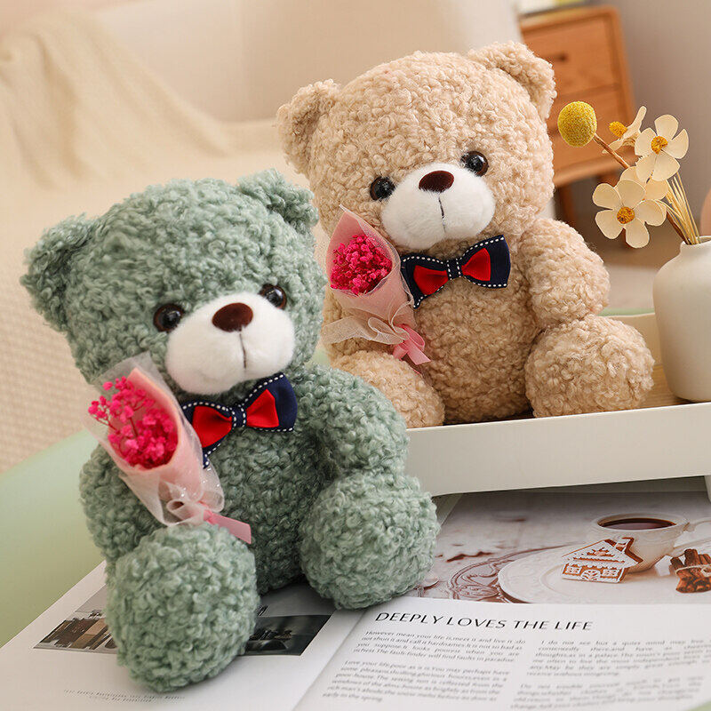 Teddy Bear Plush Toy Little Bear Doll Rose Bear Doll Girls Valentine's Day Gift Clip Doll