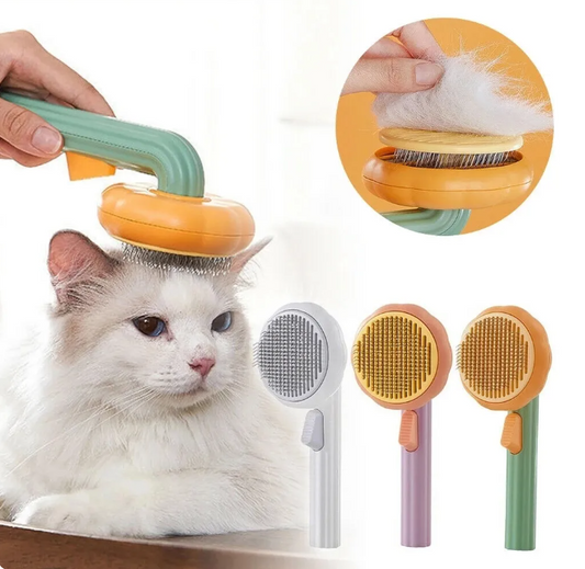Pet Pumpkin Comb in use and Color Options