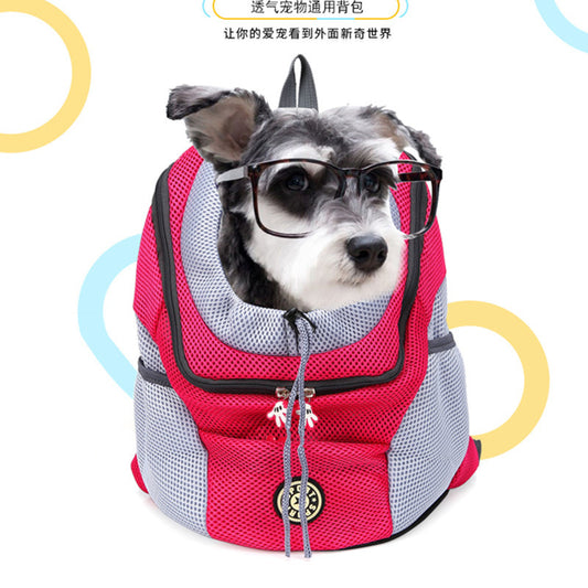 Pet backpack dog shoulder bag chest bag out portable travel breathable dog bag pet supplies backpack