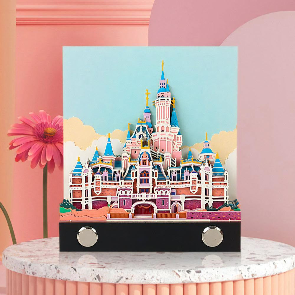 2024 foreign trade panoramic calendar 3D three-dimensional paper carving hand-torn desk calendar romantic pink tree house creative ornaments