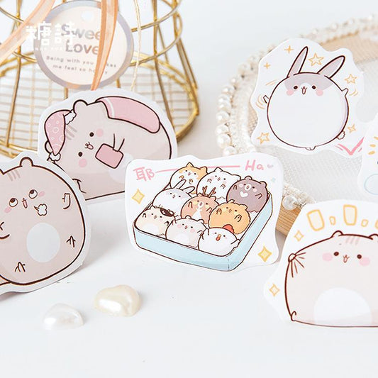 Sugar Poetry Little Fat Mouse Boxed Stickers Creative 45 pieces into special-shaped cute handbook decoration DIY sealing stickers