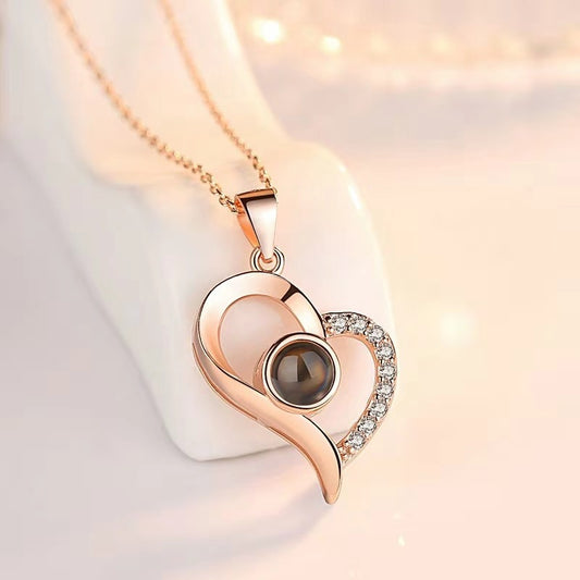 Douyin internet celebrity's same necklace, love, heart, pendant, 100 languages, I love you, creative necklace does not fade