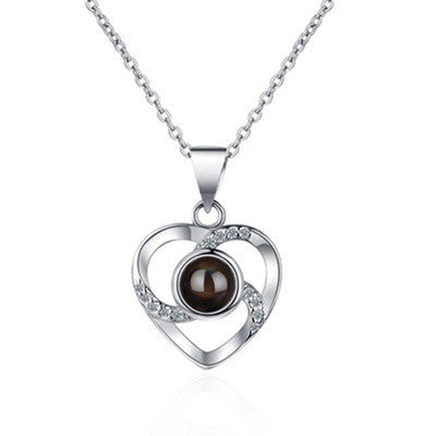 Amazon's best-selling products, new projection necklace, women's 925 sterling silver love pendant, earrings gift box set