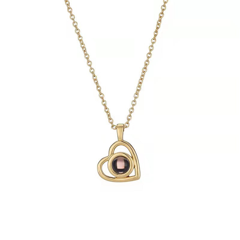 European and American cross-border titanium steel necklace in 100 languages for women, projected color pictures, nano photos, Valentine's Day and Chinese Valentine's Day gifts