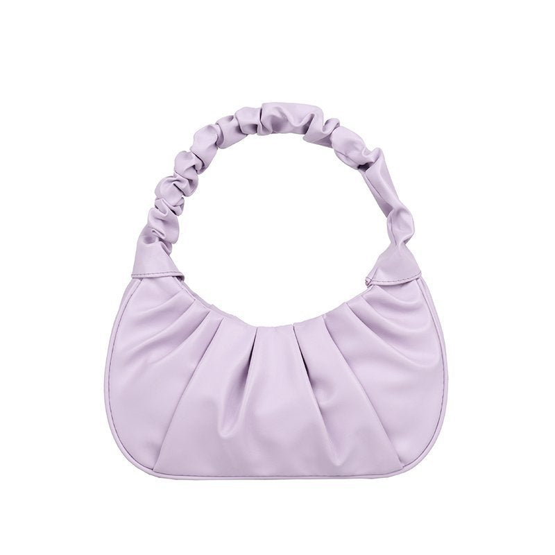 Foreign trade Korean version women's bag 2022 new solid color cloud pleated bag simple women's armpit bag sweet shoulder bag