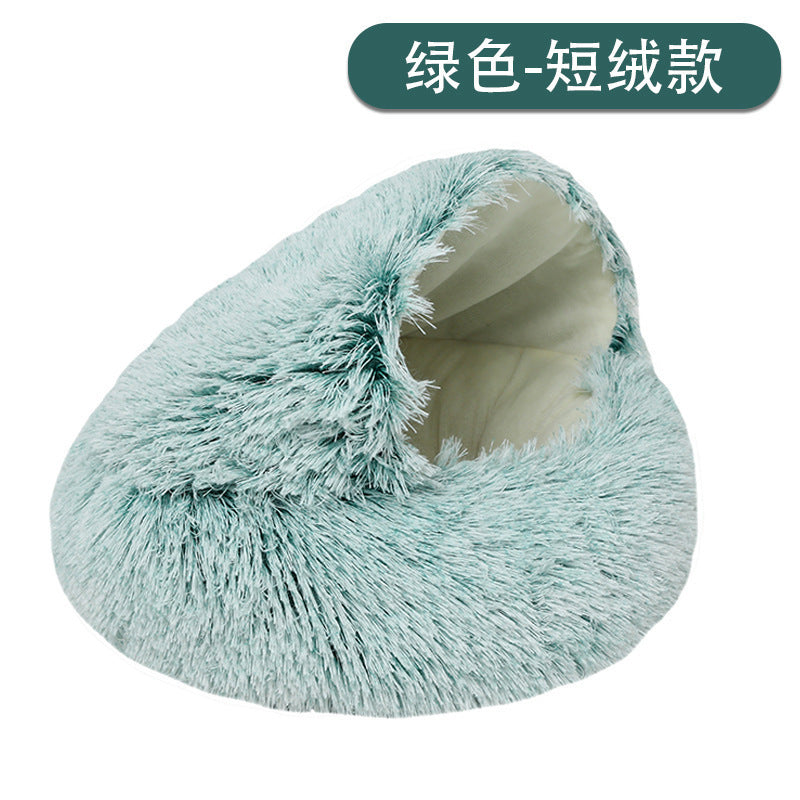 Crystal velvet warm round half-pack cat nest pet kennel deep sleep plush round nest sleeping bag semi-enclosed cat nest