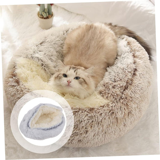 Crystal velvet warm round half-pack cat nest pet kennel deep sleep plush round nest sleeping bag semi-enclosed cat nest