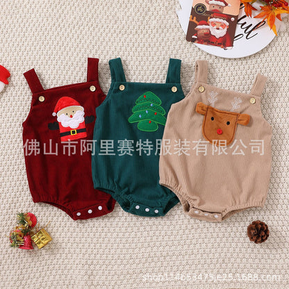 Cross-border infant and toddler unisex boys and girls multi-color embroidery pattern Santa Claus, Christmas tree, sling bellyband