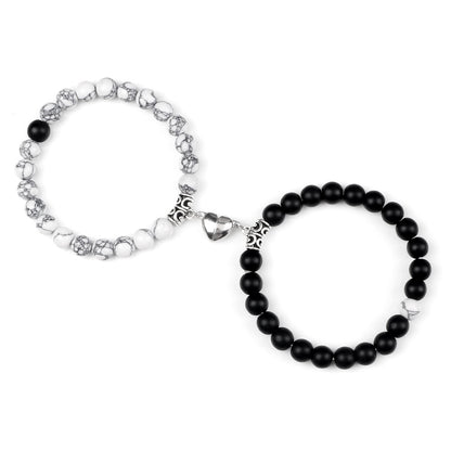 European and American cross-border imitation turquoise couple design bracelet peach heart magnet male and female pair attract and versatile