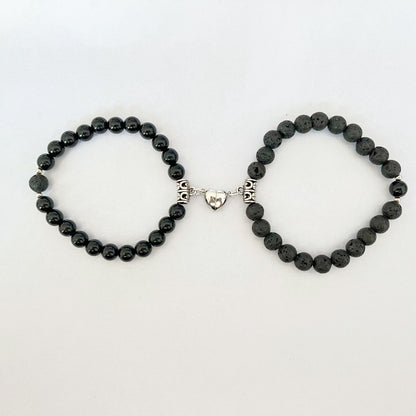 European and American cross-border imitation turquoise couple design bracelet peach heart magnet male and female pair attract and versatile