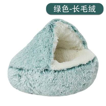 Crystal velvet warm round half-pack cat nest pet kennel deep sleep plush round nest sleeping bag semi-enclosed cat nest