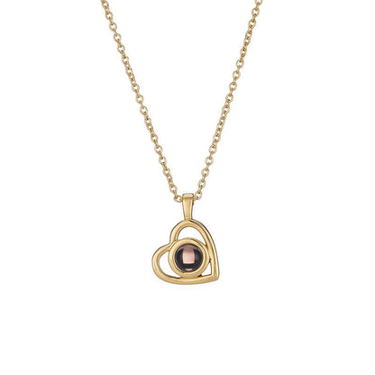 European and American cross-border titanium steel necklace in 100 languages for women, projected color pictures, nano photos, Valentine's Day and Chinese Valentine's Day gifts