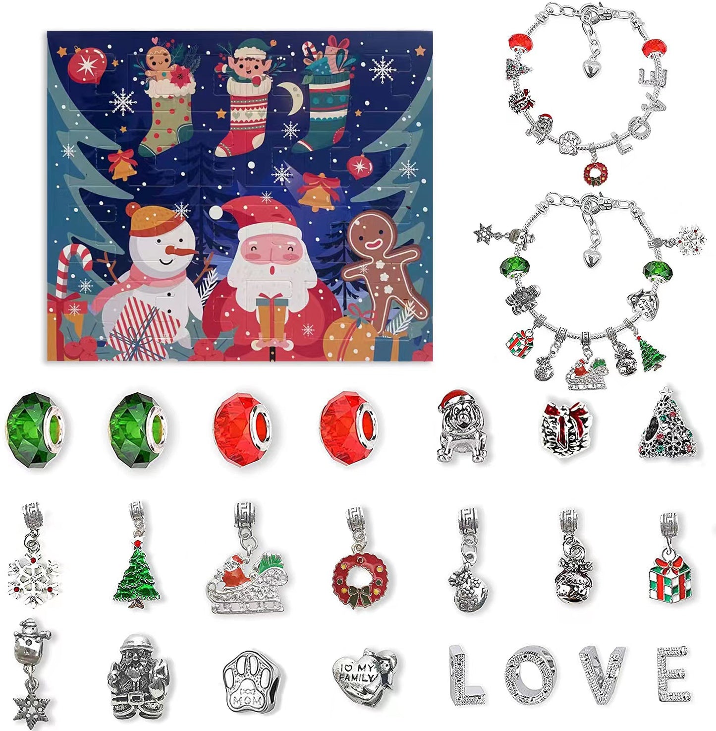 Christmas Advent Calendar Bracelet Set