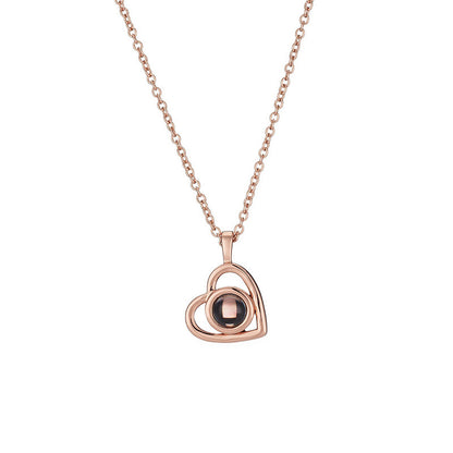 European and American cross-border titanium steel necklace in 100 languages for women, projected color pictures, nano photos, Valentine's Day and Chinese Valentine's Day gifts